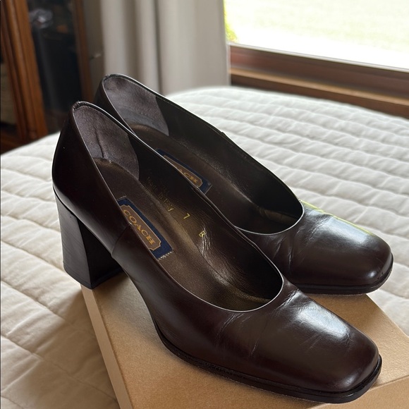 Coach Shoes - Coach Dark Brown Women's Block Heel Shoes